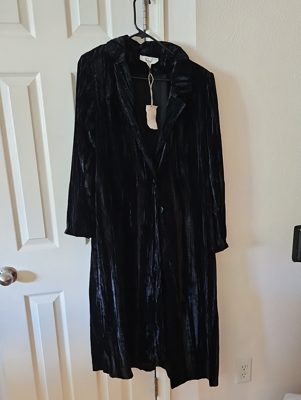 Easel Velvet Long Coat Dress or jacket- Black